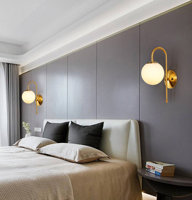 Modern Minimalist Style Global Wall Light Sconces Glass 1 Light Wall Lights for Bedroom