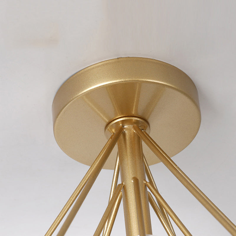 Diamond Cage Semi Flush Mount Light Fixture Industrial Iron Ceiling Mounted Fixture for Corridor