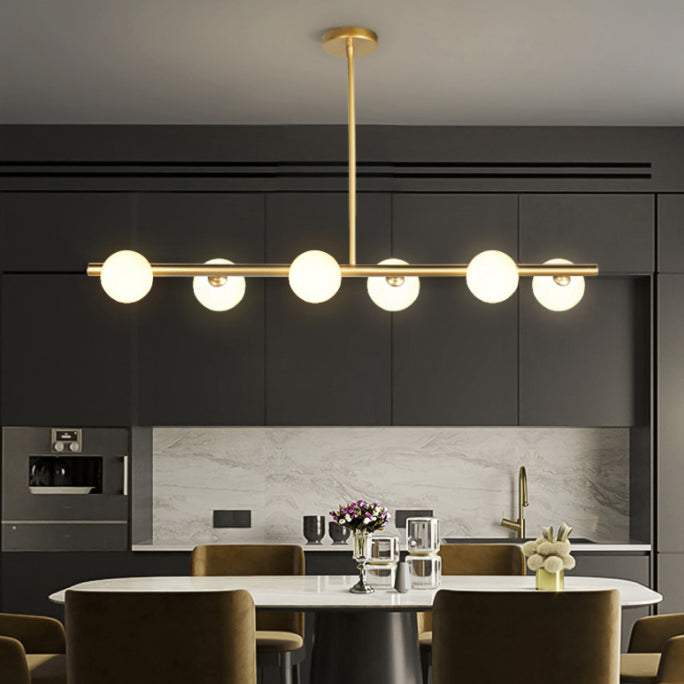 Round-Shaped Island Lighting Idea Nordic-Style Glass Chandelier Lighting Fixture