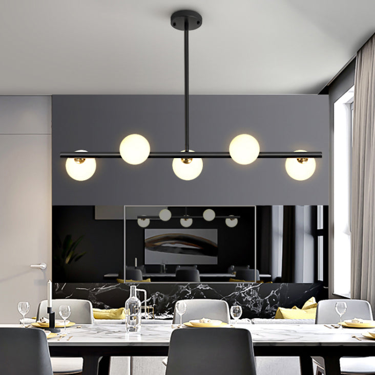 Round-Shaped Island Lighting Idea Nordic-Style Glass Chandelier Lighting Fixture