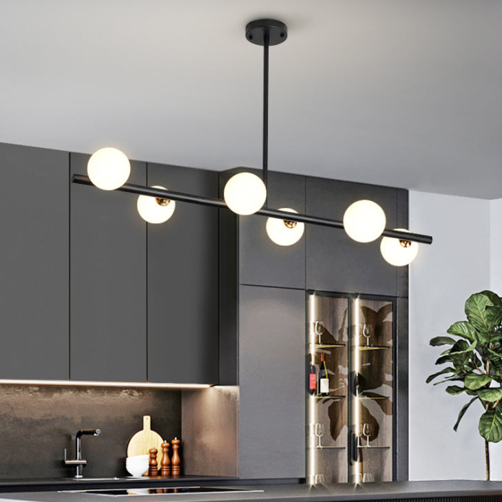 Round-Shaped Island Lighting Idea Nordic-Style Glass Chandelier Lighting Fixture