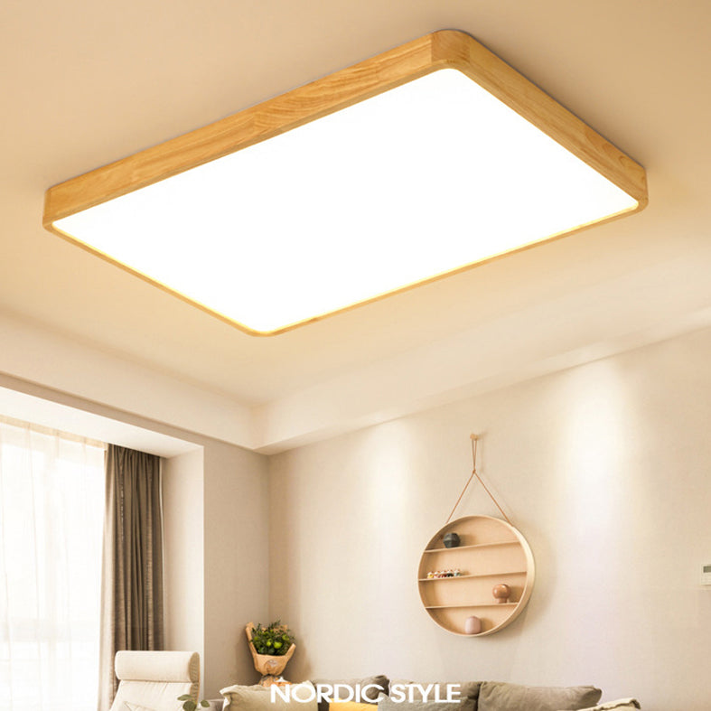 1 Light Wood Flush Mount Ceiling Light Fixtures Minimalist Bedroom Flush Mount Fixture