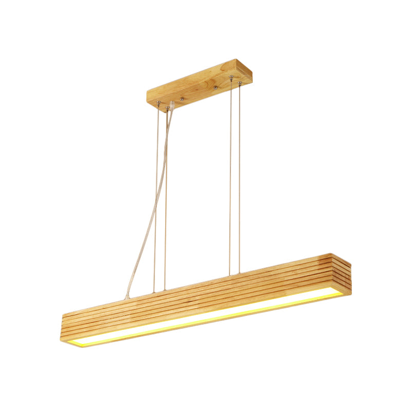 Lineares Hanglampe Kit zeitgenössische Holz LED Beige Kronleuchter Licht in Weiß/Naturlicht