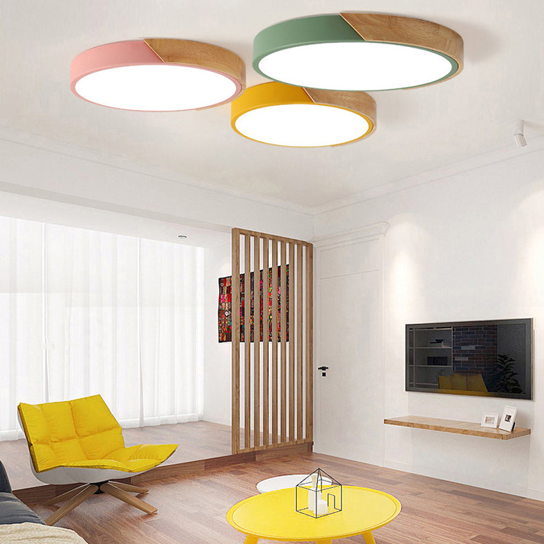 Ultra-thin Round Led Flush Mount Ceiling Light Modern Minimalist Macaron Style Aisle Bedroom Study Energy-saving Lighting