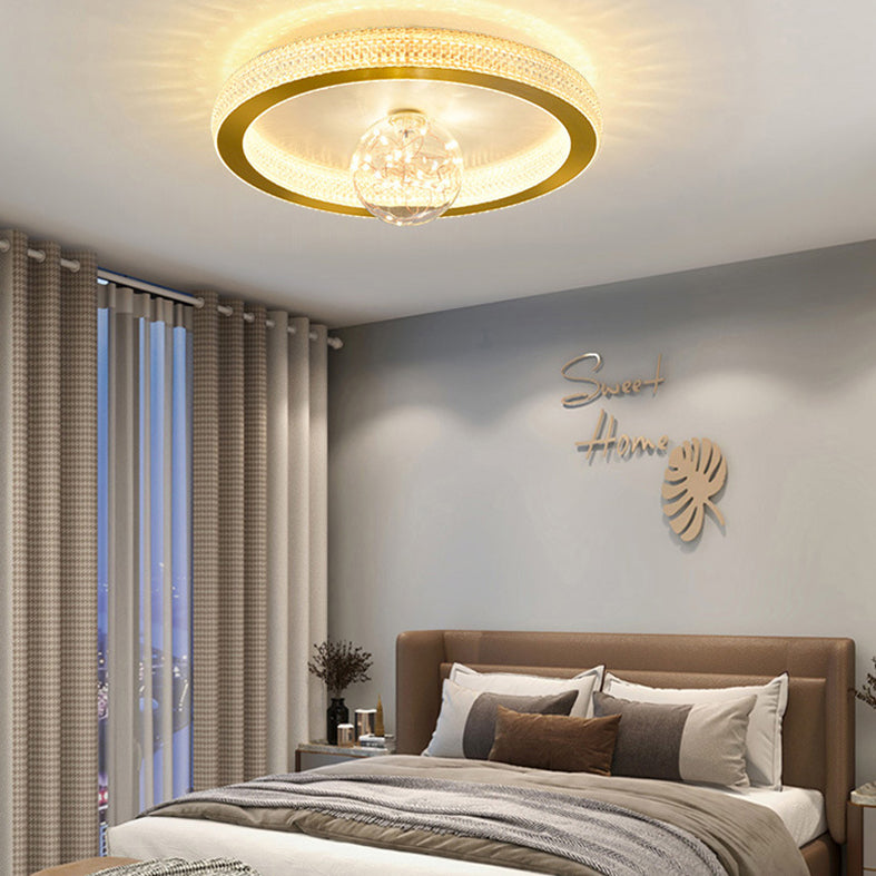 Gouden ronde inbouwlamp, moderne LED-plafondlamp van acryl met bolglazen kap