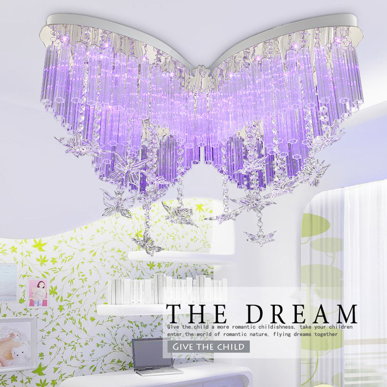 Edelstahl Papilionaceous LED Deckenleuchte im modernen Romantik-Stil Crystal Flush Mount für Schlafzimmer
