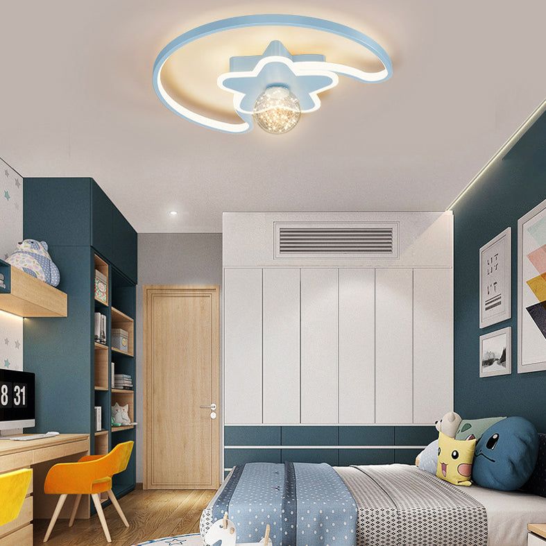 Luminaire encastré en forme d'étoile en métal, plafonnier LED en verre avec boule de simplicité pour chambre à coucher