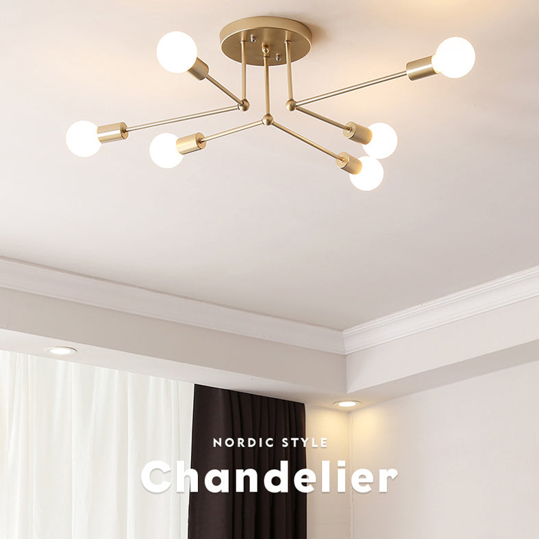 Metaal Modern Semi Flush Mount Verlichting 6 Lichten Sputnik Semi-flush lichte armaturen voor Semi Flush Mount Verlichting
