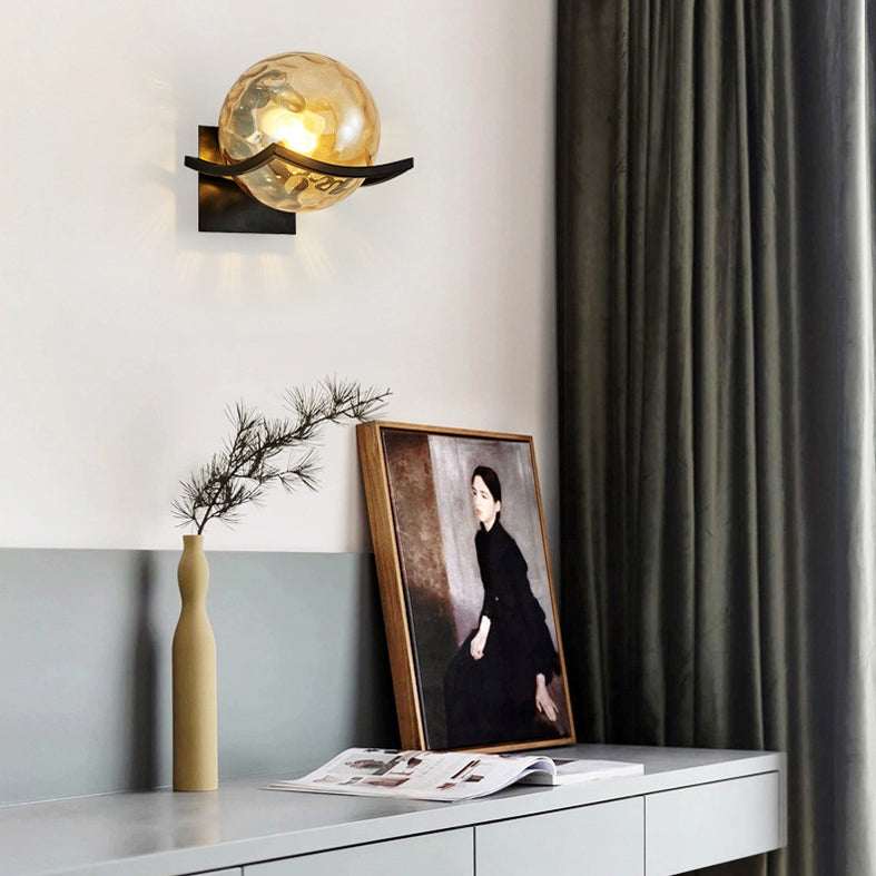 Modern Minimalist Style Ball Wall Light Fixtures Glass 1 Light Wall Lamps for Living Room