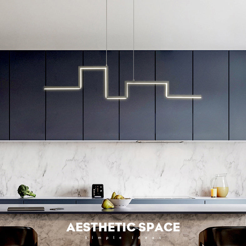 Luce a ciondolo a led grigio in ferro battuto in gel di silice in stile conciso moderno luce appesa lineare per sala da pranzo