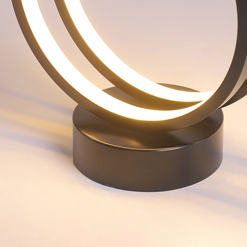 Loop Flush Mount Light Fixture Minimalist Black/White LED Ceiling Lighting in Warm/White/3 Color Light