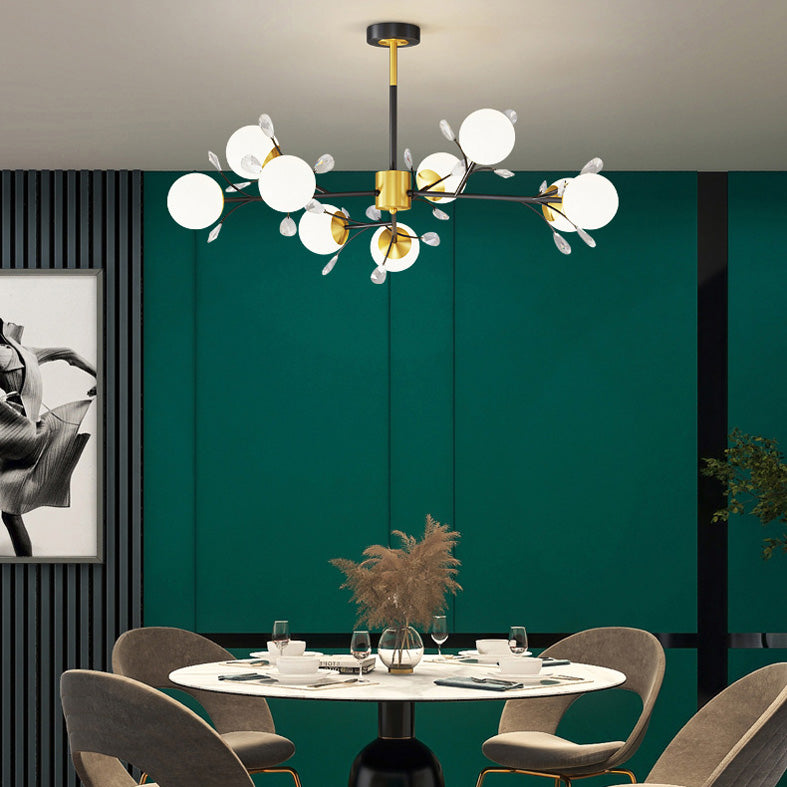 Modern Simplicity Round Ceiling Chandelier Milk Glass Hanging Light for Living Room