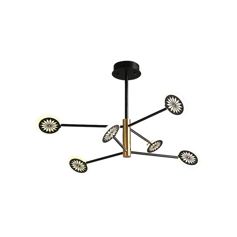 Sputnik Metal Pendant Light Contemporary 6/8 Heads Black Hanging Chandelier Light for Living Room
