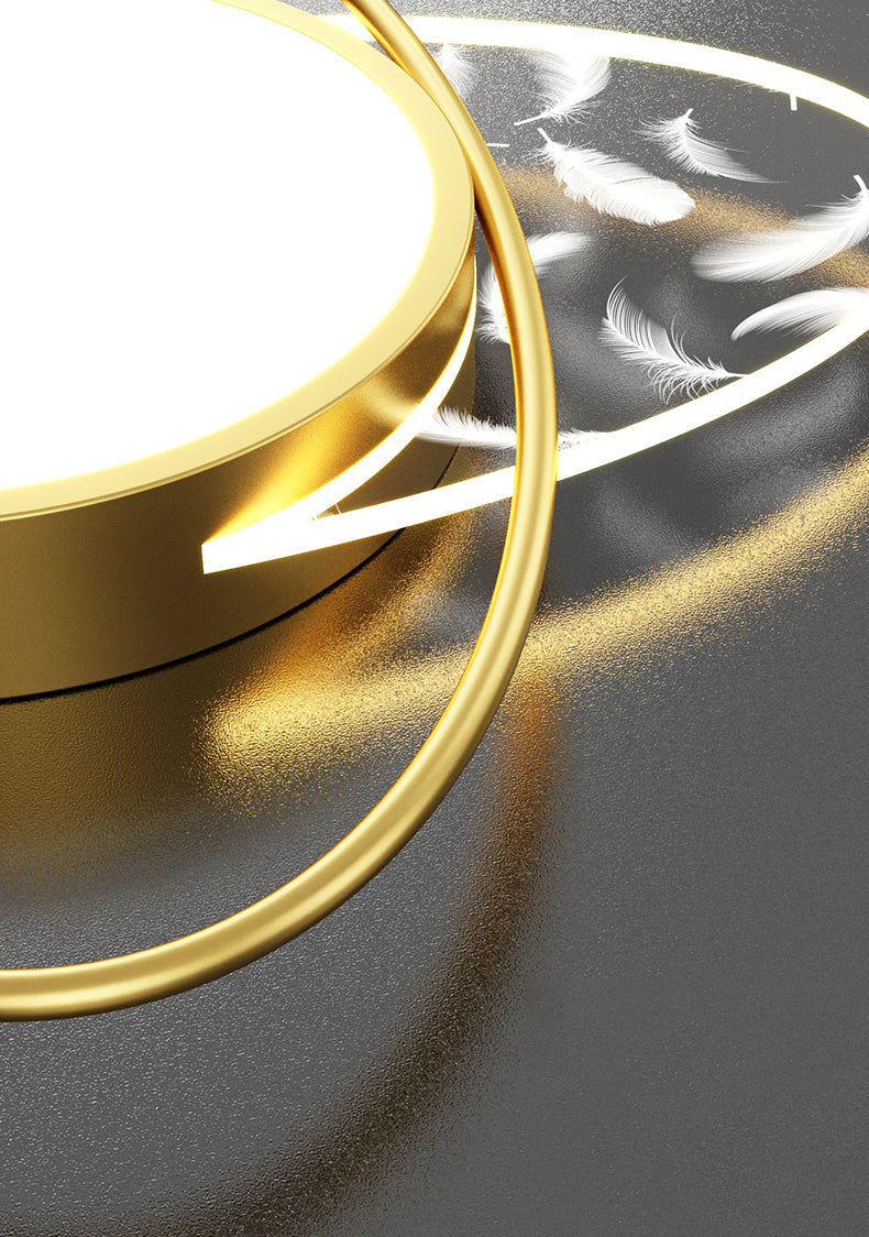 Luz de techo de pluma LED contemporánea de montaje ovalado de acrílico para dormitorio