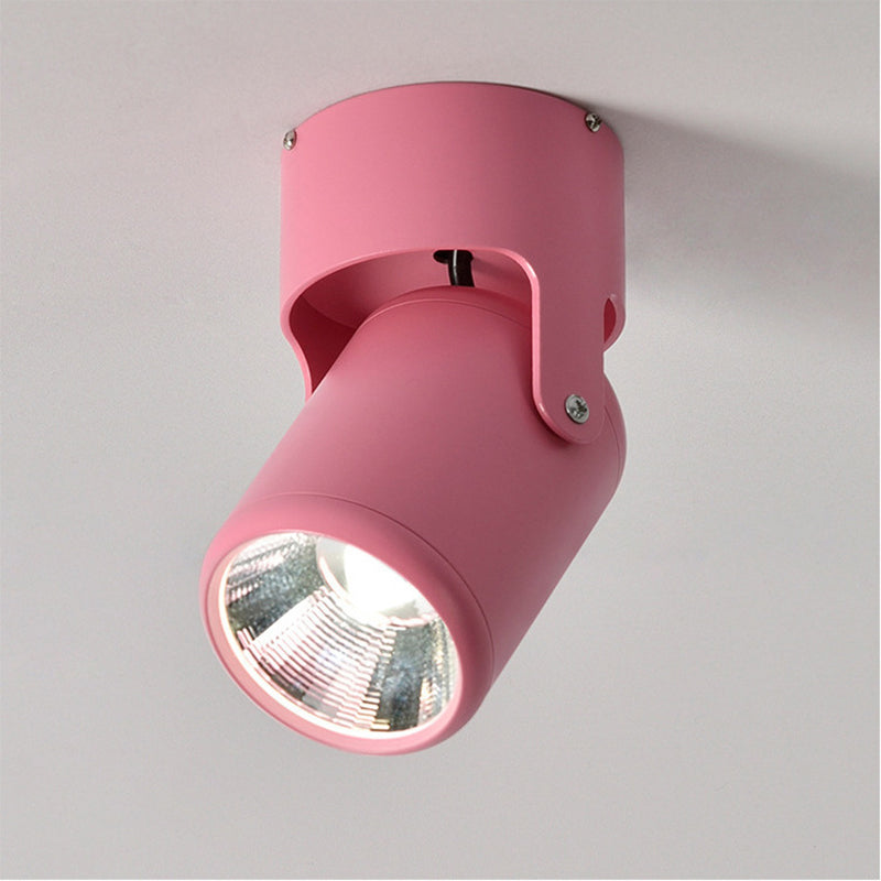 Luz empotrada cilíndrica giratoria estilo macarrón LED con pantalla de metal para dormitorio