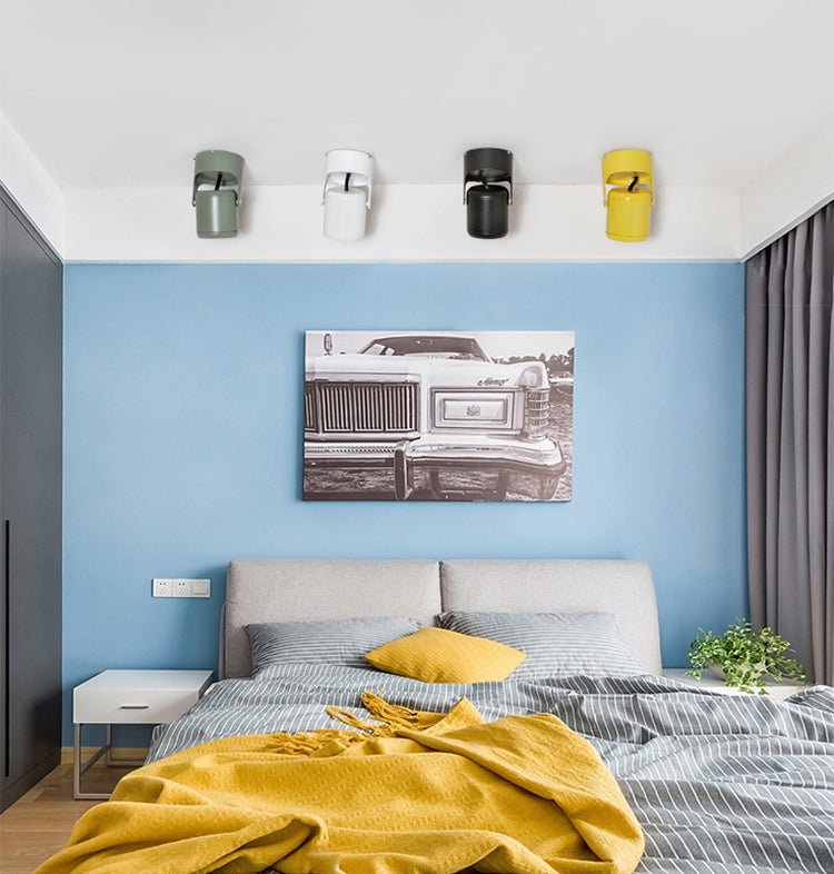 Luz empotrada cilíndrica giratoria estilo macarrón LED con pantalla de metal para dormitorio