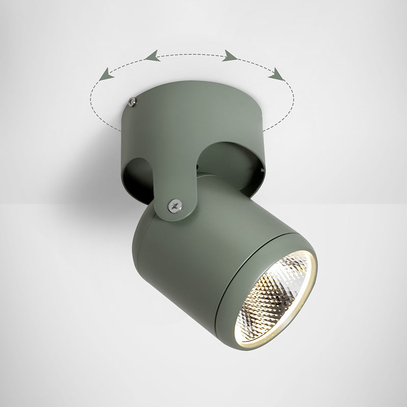 Luz empotrada cilíndrica giratoria estilo macarrón LED con pantalla de metal para dormitorio