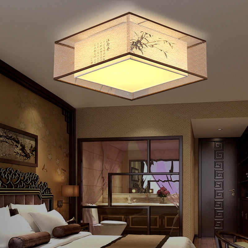 Square Flush Mount Lighting Fabric Traditional Flush Ceiling Light Fixtures