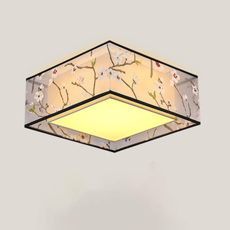 Square Flush Mount Lighting Fabric Traditional Flush Ceiling Light Fixtures