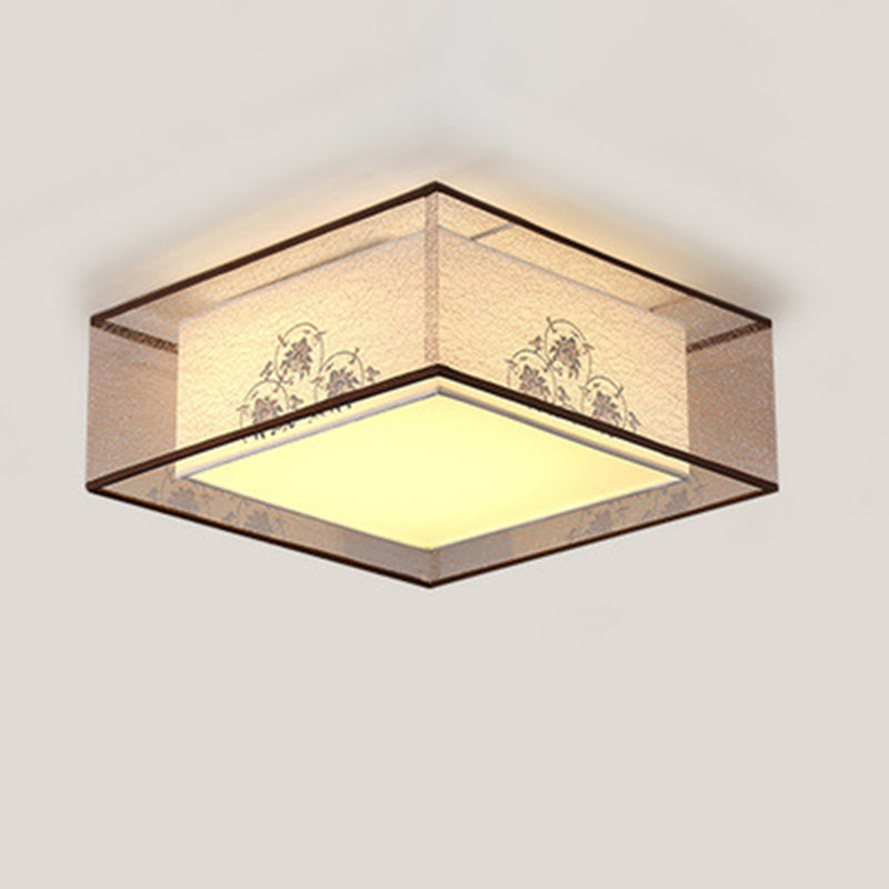 Square Flush Mount Lighting Fabric Traditional Flush Ceiling Light Fixtures