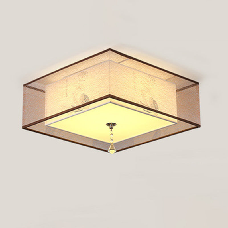 Square Flush Mount Lighting Fabric Traditional Flush Ceiling Light Fixtures