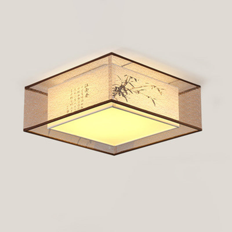 Square Flush Mount Lighting Fabric Traditional Flush Ceiling Light Fixtures