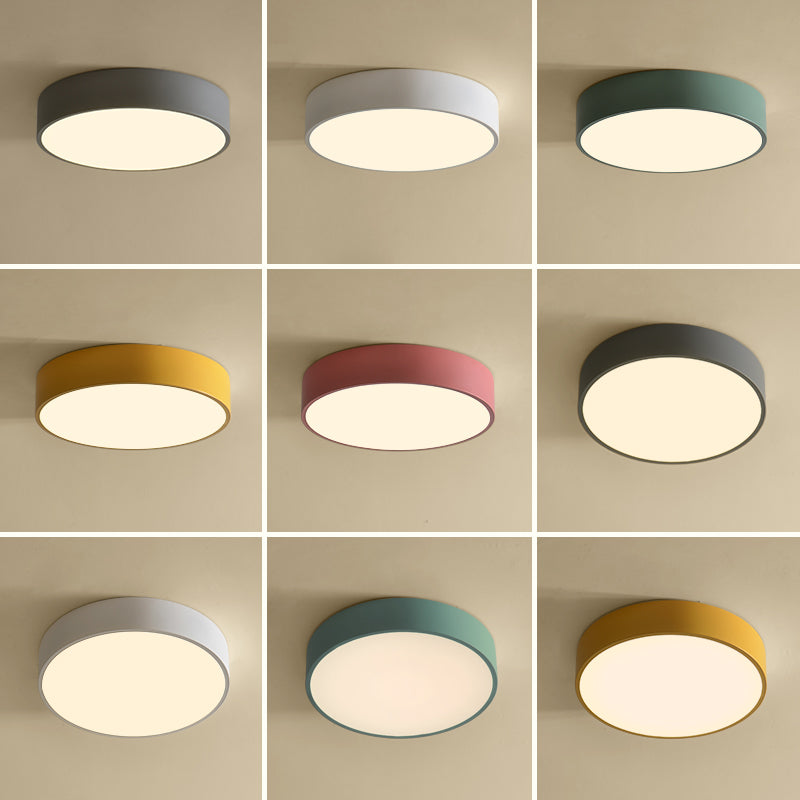 Nordic Style Circular Semi Flush Mount Ceiling Light Metal Semi Flush Ceiling Light for Bedroom