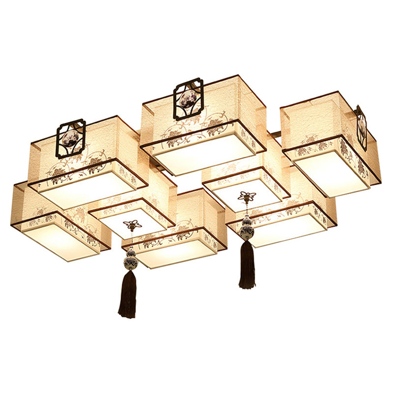 Lámparas de techo empotradas tradicionales de tela de iluminación de montaje empotrado rectangular