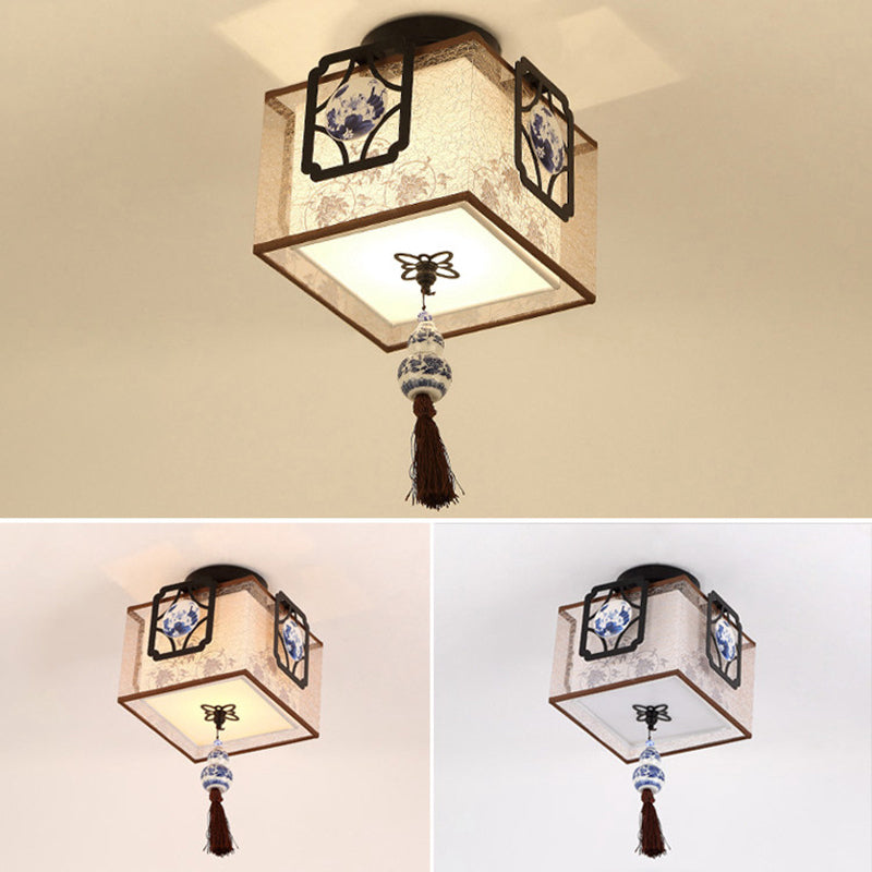Lámparas de techo empotradas tradicionales de tela de iluminación de montaje empotrado rectangular