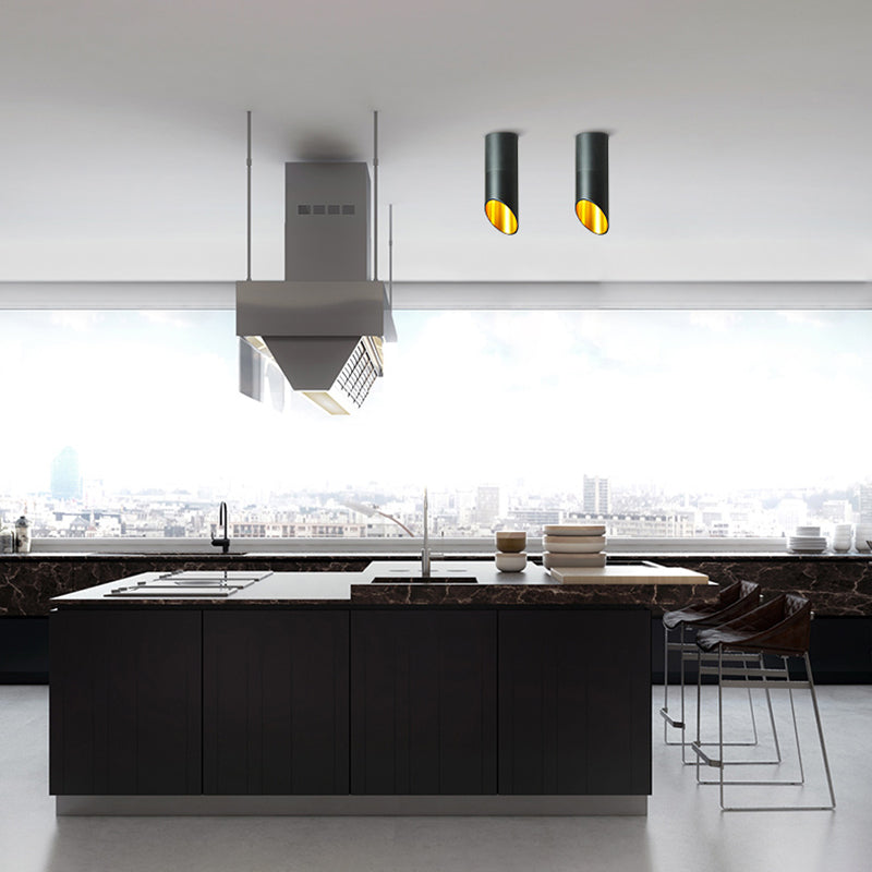 Luz empotrable de tubo con corte biselado, luz empotrable de techo LED para comedor de metal posmoderno