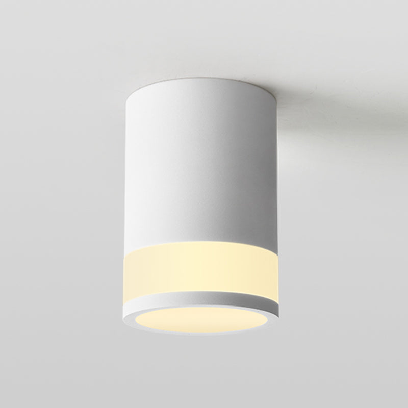 Nordic Cylinder Shaped Flush Lamp Acrylic Living Room Background LED Downlight