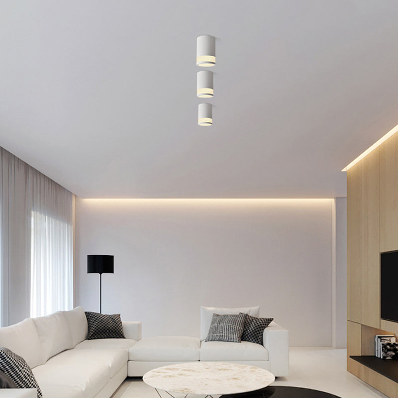 Nordic Cylinder Shaped Flush Lamp Acrylic Living Room Background LED Downlight