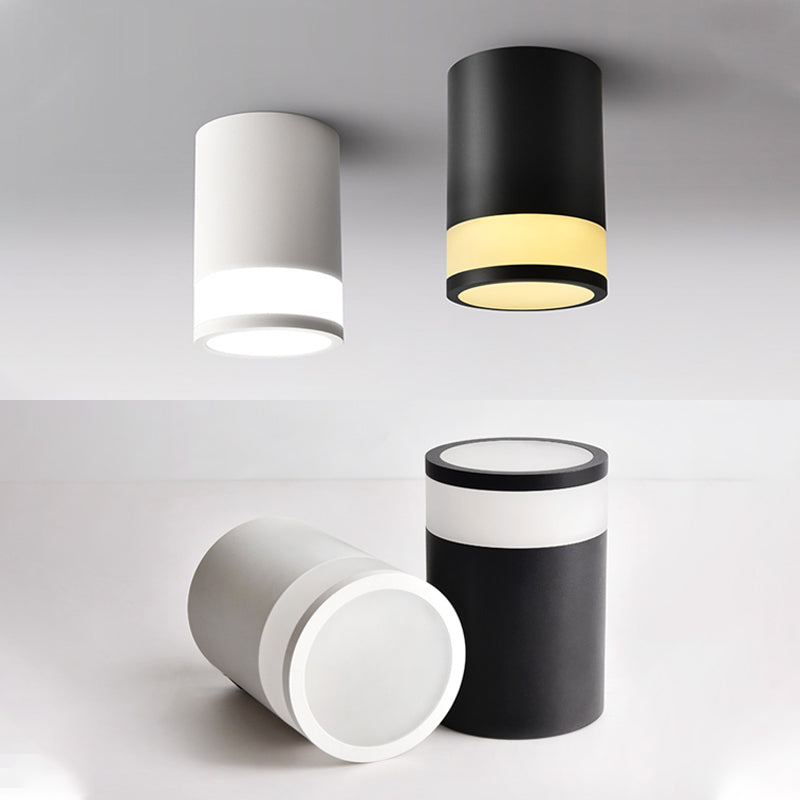 Nordic Cylinder Shaped Flush Lamp Acrylic Living Room Background LED Downlight
