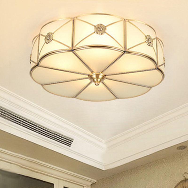 Tambour traditionnel semi-plat Allumage de la crème de crème Verre Semi-Flush Fixation du plafond pour la salle de séjour