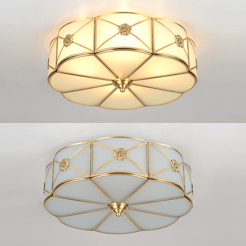 Tambour traditionnel semi-plat Allumage de la crème de crème Verre Semi-Flush Fixation du plafond pour la salle de séjour