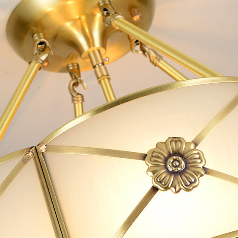 Tambour traditionnel semi-plat Allumage de la crème de crème Verre Semi-Flush Fixation du plafond pour la salle de séjour