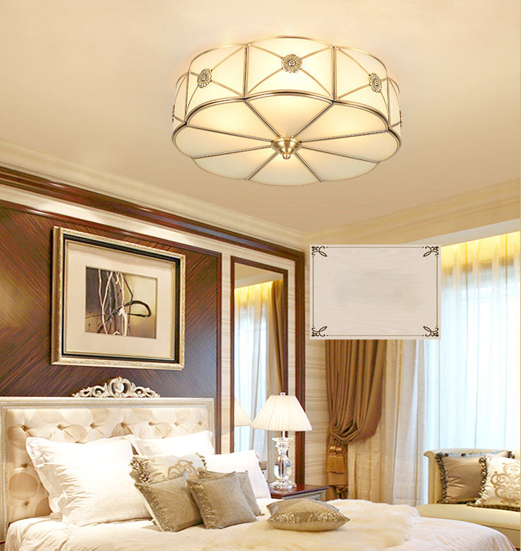 Tambour traditionnel semi-plat Allumage de la crème de crème Verre Semi-Flush Fixation du plafond pour la salle de séjour