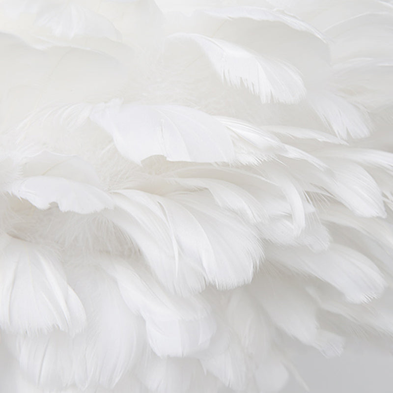 Shaded Bedroom Chandelier Light Fixture Feather Simplistic Ceiling Pendant Light