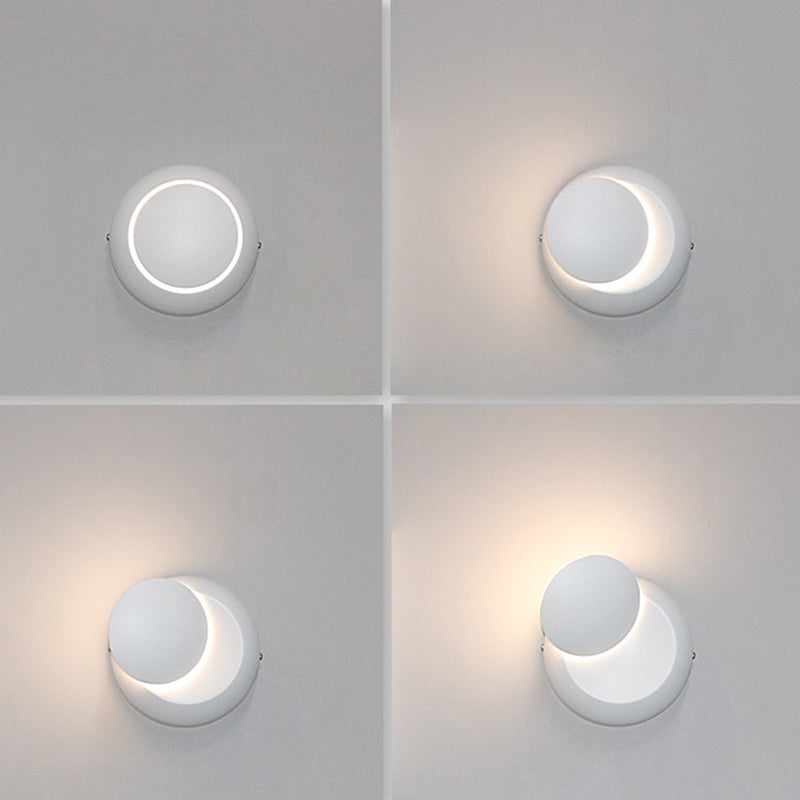 Modern Minimalist Style Rotatable Circular Wall Sconce Lighting Metal Wall Light