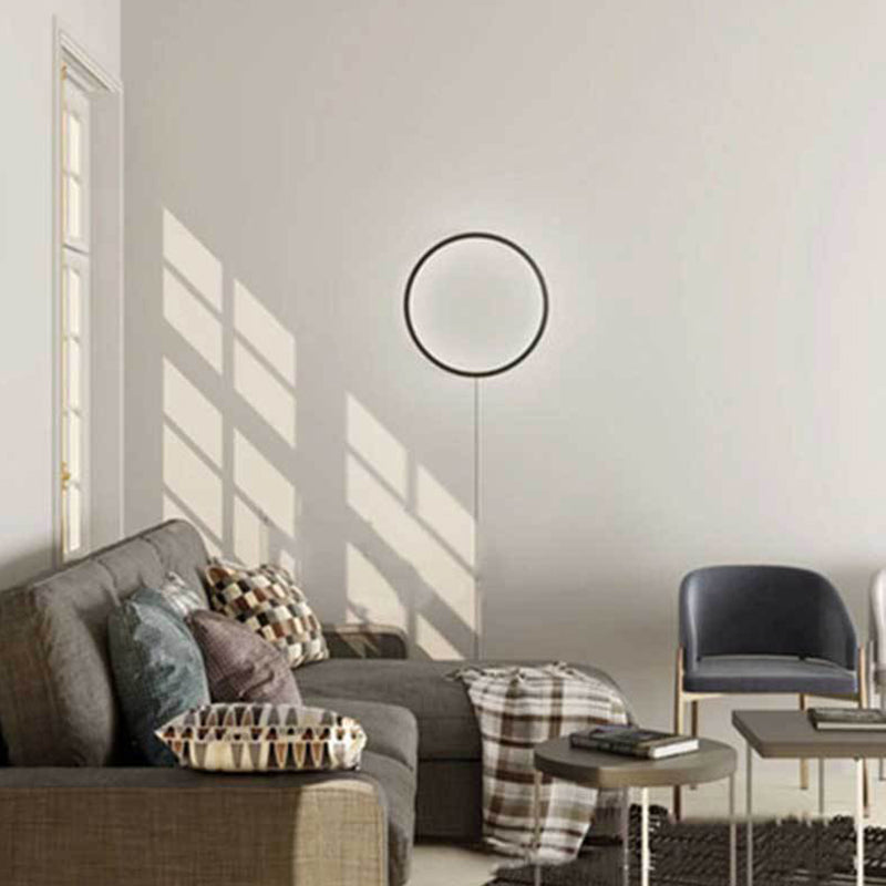 Hedendaags minimalisme Ronde Led Wall Lamp RGB Ambiance Decoratief wandgemonteerd licht in zwart