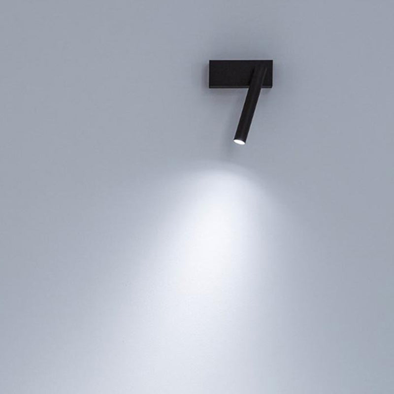 Aluminum Bedside LED Reading Lamp Rotatable Cylindrical Mini Wall Mount Lamp in White Light