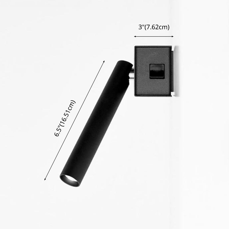 Aluminum Bedside LED Reading Lamp Rotatable Cylindrical Mini Wall Mount Lamp in White Light