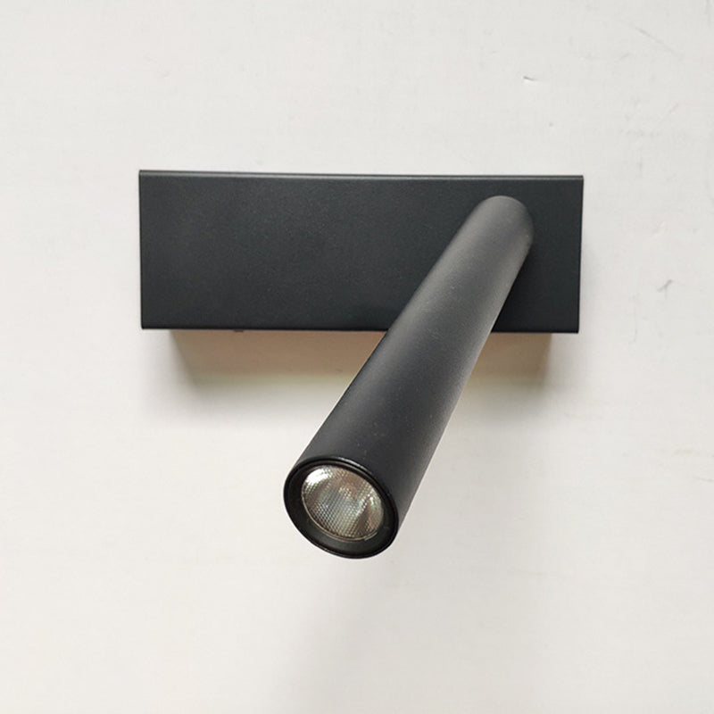 Aluminum Bedside LED Reading Lamp Rotatable Cylindrical Mini Wall Mount Lamp in White Light