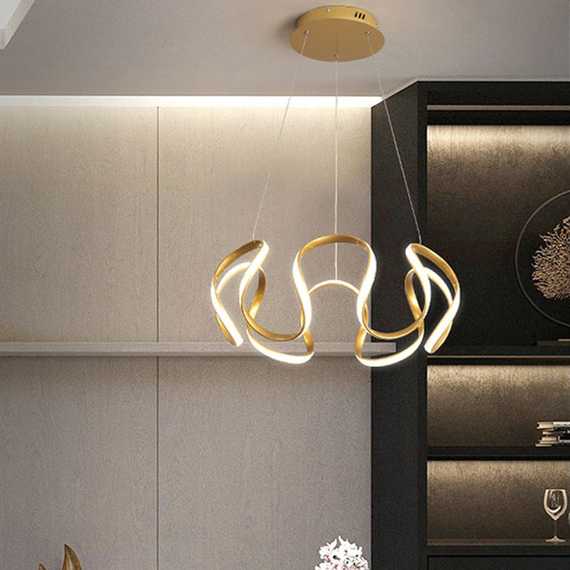 Luz colgante de LED de metal en moderna luz de techo lineal de estilo conciso con sombra de gel de sílice