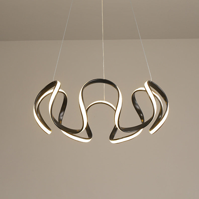 Luz colgante de LED de metal en moderna luz de techo lineal de estilo conciso con sombra de gel de sílice