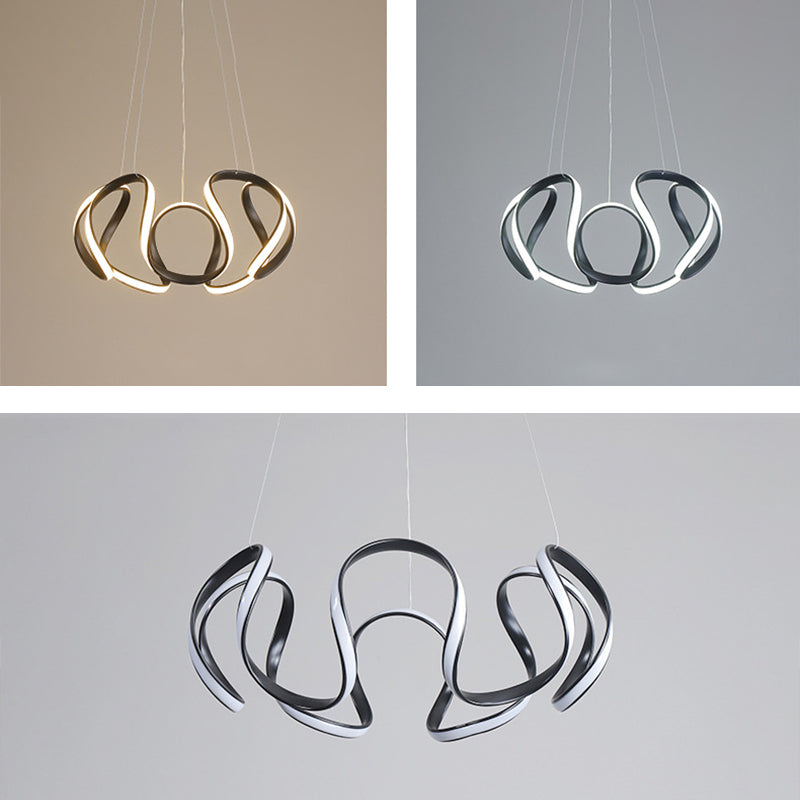 Luz colgante de LED de metal en moderna luz de techo lineal de estilo conciso con sombra de gel de sílice