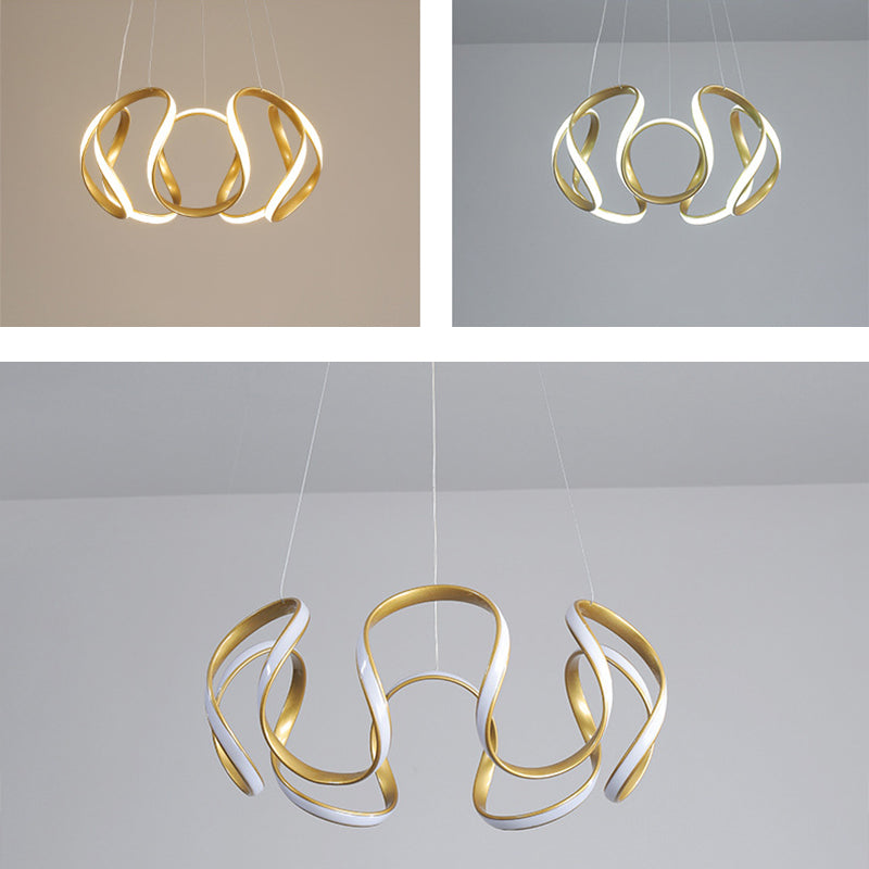 Luz colgante de LED de metal en moderna luz de techo lineal de estilo conciso con sombra de gel de sílice