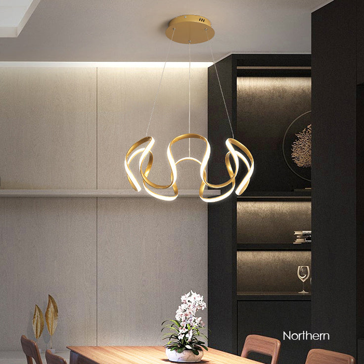 Luz colgante de LED de metal en moderna luz de techo lineal de estilo conciso con sombra de gel de sílice