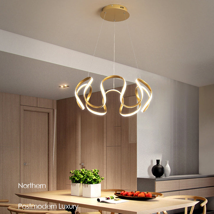 Luz colgante de LED de metal en moderna luz de techo lineal de estilo conciso con sombra de gel de sílice