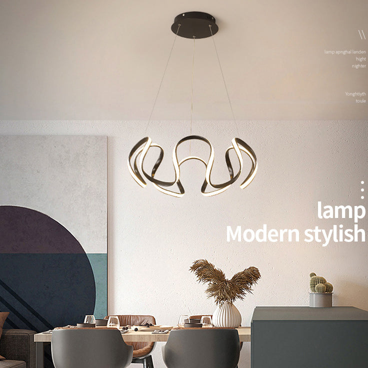 Luz colgante de LED de metal en moderna luz de techo lineal de estilo conciso con sombra de gel de sílice